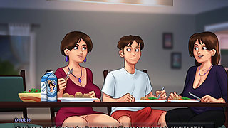 Aunt-in-law at Family Dinner Ends Up Tempting Landlady's Stepson - Summertime Saga