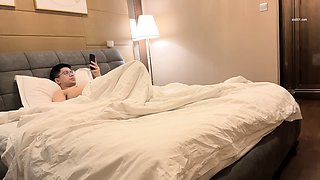 Cute amateur asian web cam girl playing with her toy