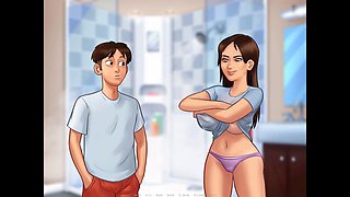 Summertime saga: girls with huge tits getting into some fun while fixing the problem