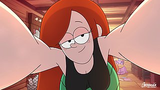 Curvy cartoon babe with big tits and a big ass in hentai style