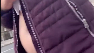 Public Walk in School Uniform and Flashing