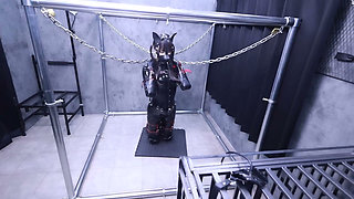 Kneeling Bondage with Latex Binding, Chain Binding