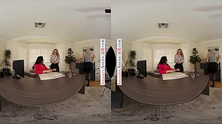 Three MILFs hop on your big dick for an office foursome