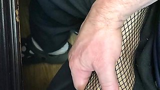 Tiny Feet in Fishnet Stocking...red Toe Nails