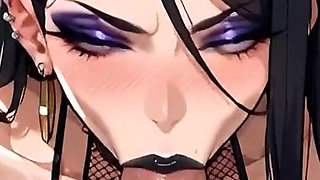 Anime Ai Deepthroat with Cum Inside the Mouth