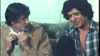 Vintage porno threesome with slut getting banged and creamed by two guys