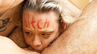 Skinny Bitch Gets Extreme Rough Face Fucked