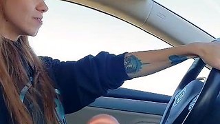 Amateur milf car outdoor handjob