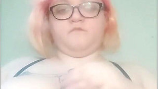 Amputated Fat BBW Playing with Her Huge Tits - Amateur Slow Motion