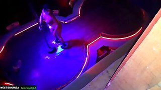 Latina Stripper Pussy Eating in DJ Booth - Old Man Fingers Her Before Pole Dance