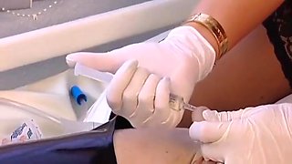 Dominatrix Probes Bound Slave Cock In Bdsm Exam - Blonde Nurse And Stella Cruella