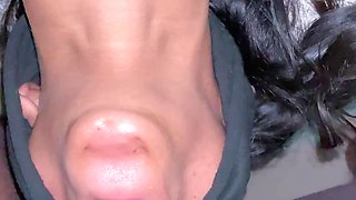 POV - Face fuck Indian Muslim girl with big boobs get thick cock deep throat and cum swallow - desi bhabhi aunty big tits