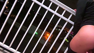 Public Beach Balcony Sex with a Big-Ass Brunette