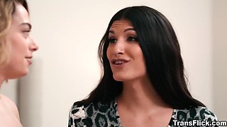 Sophia cheers her up by ripping the pantyhose further and suggestively