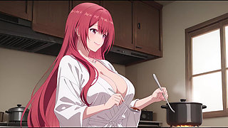 Stepson Came Home Early and Caught Stepdad's Wife Cooking in a Tiny Robe. Kureha Enomoto Hentai Cosplay
