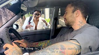 I convince my horny neighbor to help me prepare my virgin pussy for my first porn casting