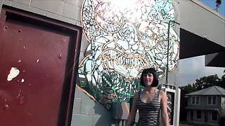 Brunette Flashing Her Titties And Pussy Outdoors In Public