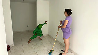 Sexy Pregnant Latina Finds a Horny Little Monster at Home Who in Exchange for Not Bothering Her Ends up Fucking Her Hard.