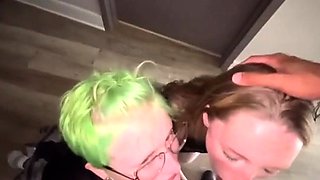 Amateur redhead handjob and a blowjob with a facial