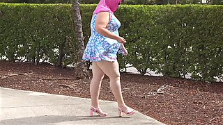 Pissing Compilation - Lots of Close up Peeing and Squirting From Mature Fat BBW Flashing Her Huge Ass Outdoor in Public Park