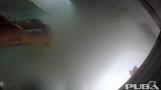 Hidden Camera in the shower records Leya washing herself