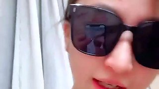 Amateur webcam slut shows tit on cam