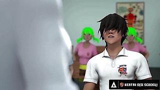 HENTAI SEX SCHOOL - Horny Stacked Principal MILF Gets Fucked Doggystyle In Front Of The Class