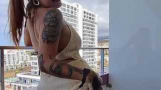 Sneaky Balcony Blowjob