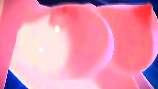 Brunette cums to hentai