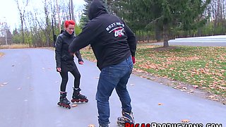 Redheaded MILF Mya craves Rick's cock in a steamy blowjob session