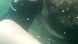 Erotic Underwater Swimsuit Strip: Tease to Nude in Sea