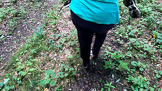 Spanking Her Big Tits in the Woods