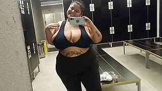 Slutty BBW In The Gym Bathroom