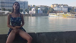 Horny Diver Watching on a Masturbating Girl on the River Bank