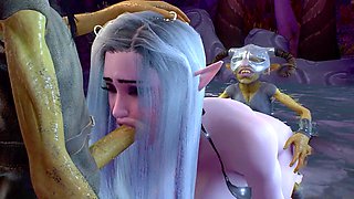 Goblin and night elf in a wild rear end threesome featuring Wraith931