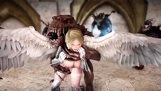 Hardcore 3D Porn Animation: Busty Blonde Angel Surrenders To a Gang Of Monsters Banging Her Pussy