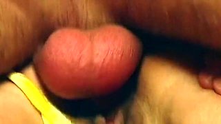 Brown-haired in Yellow Undies Nailed on Pool Table