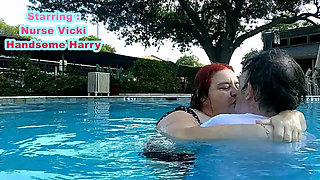 Nurse Vicki and Handsome Harry Are Having Fun Kissing in the Pool!