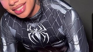 Tgirl in spidergirl costume fucking her guy