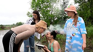 Amateur real small titted party teen slammed in gym class