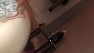 Petite and Tattooed Blonde Rides a Big White Cock Reverse Cowgirl