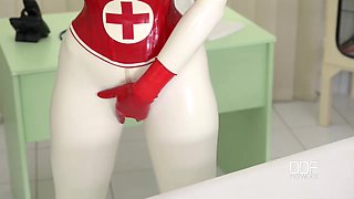 Latex Sex Goddess's Self-Spanking and Masturbation Solo