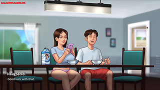 Two Pervert Tenants Caught Their Horny Landlady Masturbating in Her Room - Summertime Saga 3D Animated Porn Game