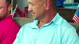 Busty teen with a hefty culo gives her stepdaddy a blowjob