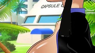 Chi-chi Gets Her Throat Fucked Outside Capsule Corp