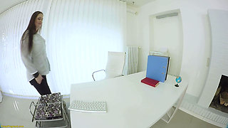 Preggo Secretary Fingering on Office Taple