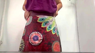 Mature MILF in Skirt with Big Tits and Sexy Ass Masturbates at the Office and Has Orgasm