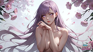 Violet Hair Goddess Sips Morning Coffee in Sunlit Sanctuary