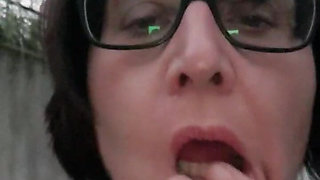 Squirt on Balcony in Hot Dress