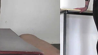 Slave's Orgasm Under Mistress Tatjana's White Boots Pp a